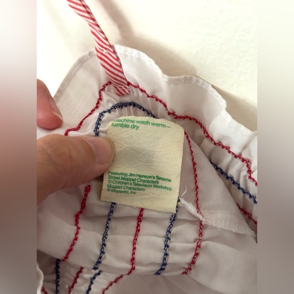 Vintage 80’s Sesame Street Baby Girl’s White Dress with Embroidered Big Bird - Picture 6 of 7